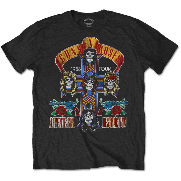 Guns N’ Roses NJ Summer Jam 1988 Black Back Print T-Shirt