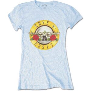 Guns N' Roses Classic Bullet Logo Powder Blue Skinny Fit Ladies T-Shirt