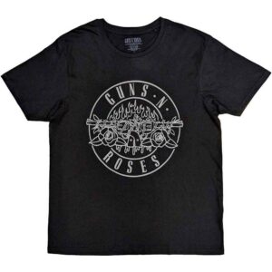 Guns N' Roses Classic Bullet Mono Black Back Print T-Shirt
