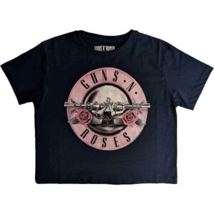 Guns N' Roses Classic Logo Navy Blue Ladies Crop Top