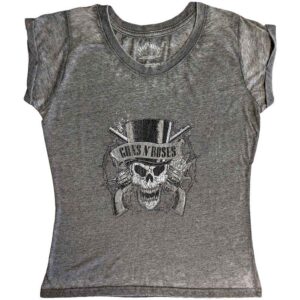 Guns N' Roses Faded Skull Charcoal Grey Ladies T-Shirt