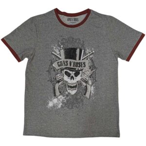 Guns N' Roses Faded Skull Grey Ringer T-Shirt