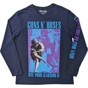 Guns N' Roses Get In The Ring Tour '91-'92 Navy Blue Back & Sleeve Print Long Sleeve T-Shirt
