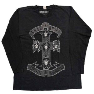 Guns N' Roses Monochrome Cross Black Wash Collection Long Sleeve T-Shirt
