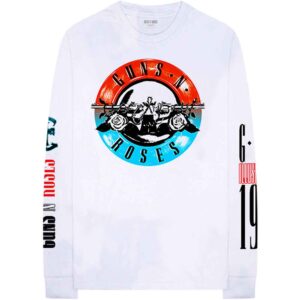 Guns N' Roses Motorcross Logo White Back & Sleeve Print Long Sleeve T-Shirt