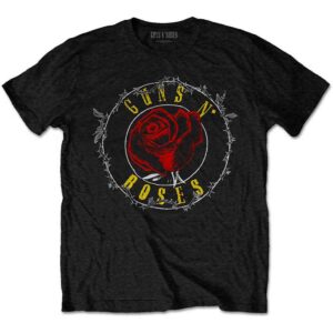 Guns N' Roses Rose Circle Paradise City Black Back Print T-Shirt