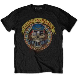 Guns N' Roses Skull Circle Black Back Print T-Shirt