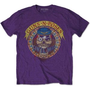 Guns N' Roses Skull Circle Purple Back Print T-Shirt