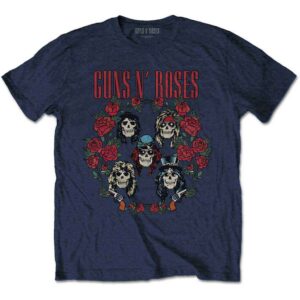 Guns N' Roses Skulls Wreath Navy Blue T-Shirt