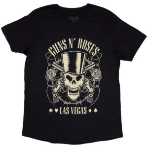 Guns N' Roses Top Hat, Skull & Pistols Las Vegas Black Ladies T-Shirt