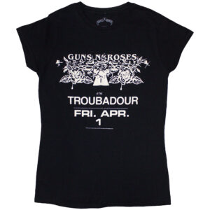 Guns N' Roses Troubadour Flyer Black Ladies T-Shirt