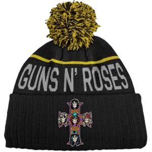Guns N' Roses Unisex Bobble Cross Black & Yellow Beanie Hat
