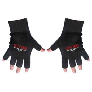 Guns N' Roses Unisex Logo & Pistols Black Fingerless Gloves