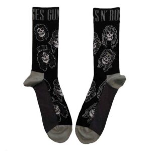 Guns N' Roses Unisex Skulls Band Monochrome Black UK Size 7 - 11 Ankle Socks