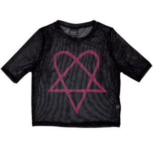 HIM Pink Heartagram Black Mesh Ladies Crop Top