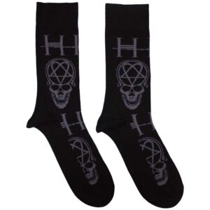 HIM Unisex Heartagram Skull Black UK Size 7 - 11 Ankle Socks
