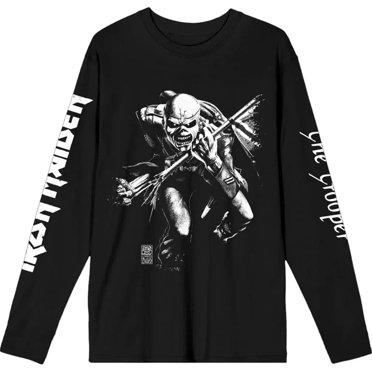 Iron Maiden 50 Trooper Isolated (Black) (Sleeve Print) Long Sleeve T-Shirt