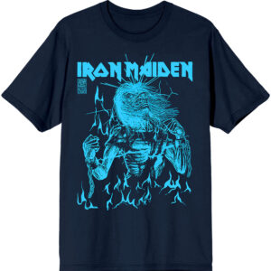 Iron Maiden 50 Life After Death Flames Blue Navy Blue T-Shirt