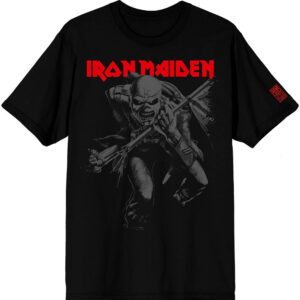 Iron Maiden 50 Trooper Crop Grey Black Sleeve Print T-Shirt