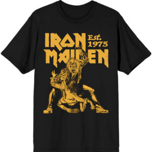 Iron Maiden Est. 1975 Claw Yellow Graphic Black T-Shirt
