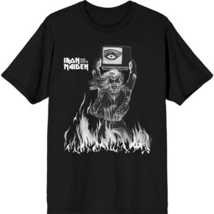 Iron Maiden Est. 1975 Holy Smoke Flames Crop Black T-Shirt