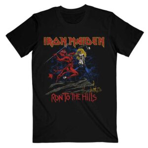 Iron Maiden Number Of The Beast Run To The Hills Distress Black T-Shirt