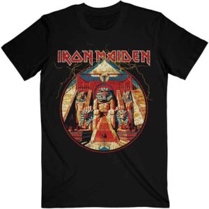 Iron Maiden Powerslave Lightning Circle Black T-Shirt