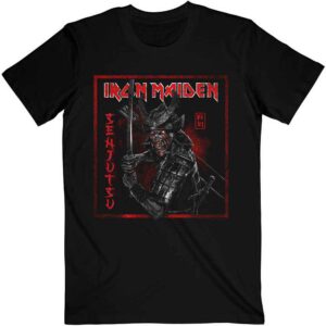Iron Maiden Senjutsu Cover Distressed Red Black T-Shirt