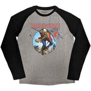 Iron Maiden Trooper Burst Black & Grey Raglan T-Shirt