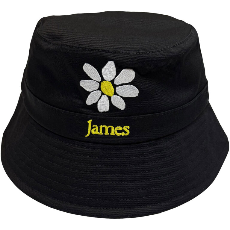 James Yellow Logo White Daisy Bucket Hat