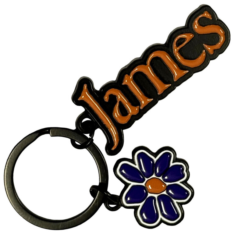 James Orange Logo Purple Daisy Charm Keychain