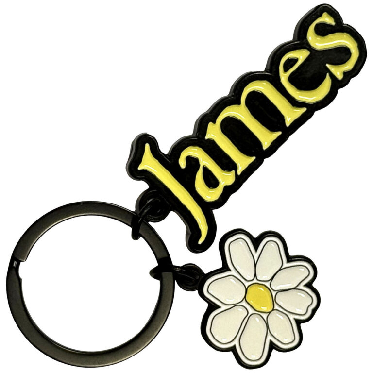 James Yellow Logo White Daisy Charm Keychain