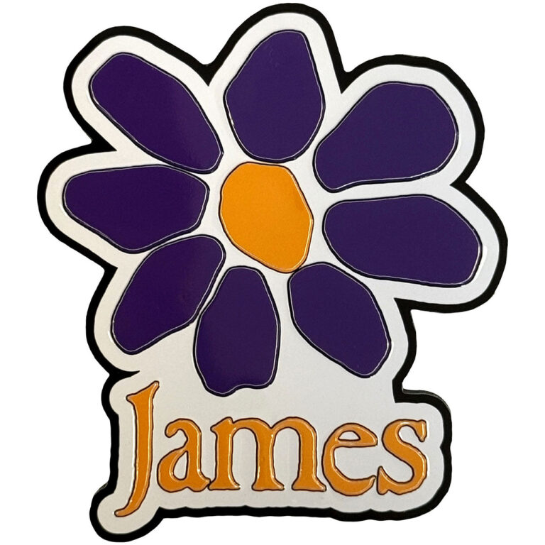 James Orange Logo Purple Daisy Fridge Magnet