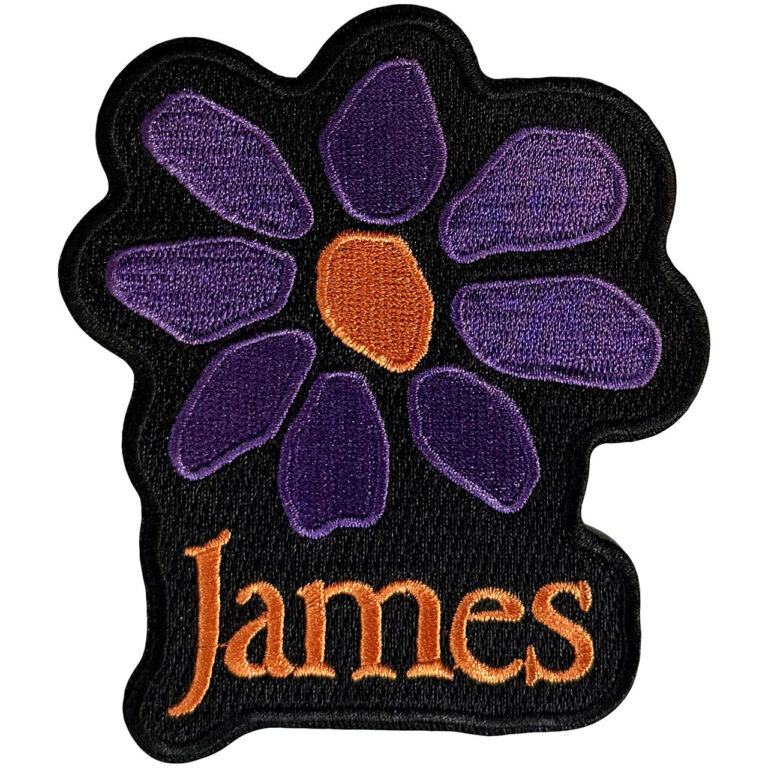 James Orange Logo Purple Daisy Woven Patch