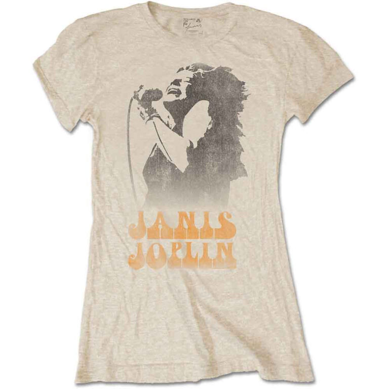 Janis Joplin Working The Mic Ladies T-Shirt