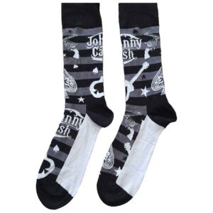 Johnny Cash Unisex Guitars 'n Guns Black, White & Grey UK Size 7 - 11 Ankle Socks