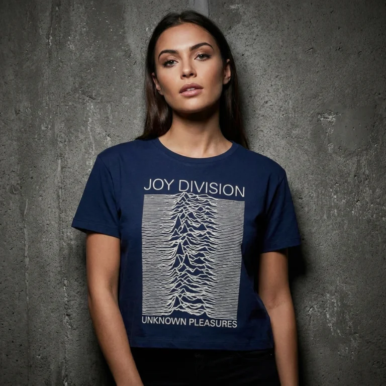 Joy Division Unknown Pleasures (Denim Blue) Ladies Crop Top