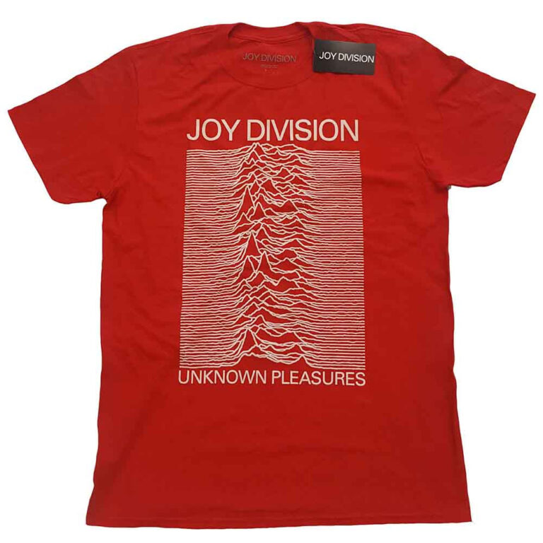 Joy Division Unknown Pleasures White On Red T-Shirt