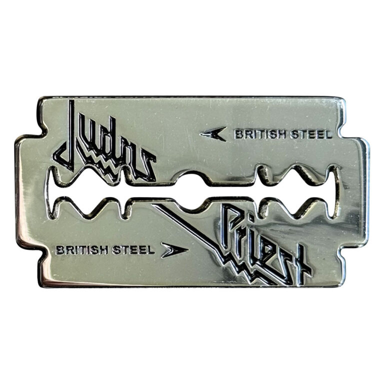 Judas Priest British Steel Razor Blade Pin Badge
