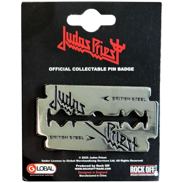 Judas Priest British Steel Razor Blade Pin Badge