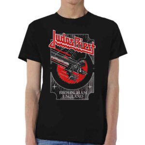 Judas Priest Silver and Red Vengeance Black T-Shirt