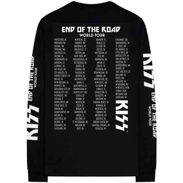 KISS End Of The Road Tour (Black) (Ex-Tour & Back & Sleeve Print) Long Sleeve T-Shirt