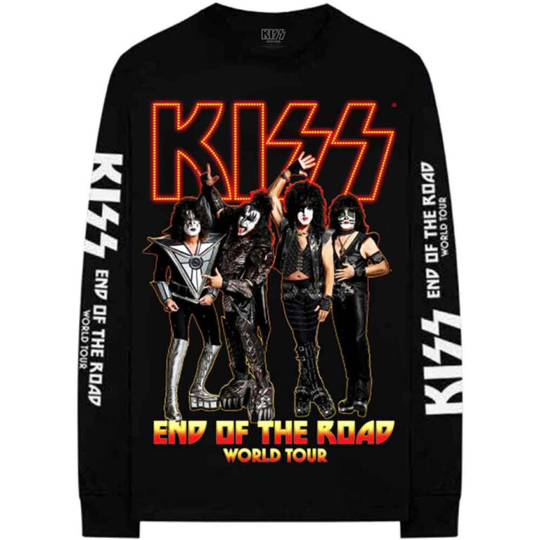 KISS End Of The Road Tour (Black) (Ex-Tour & Back & Sleeve Print) Long Sleeve T-Shirt