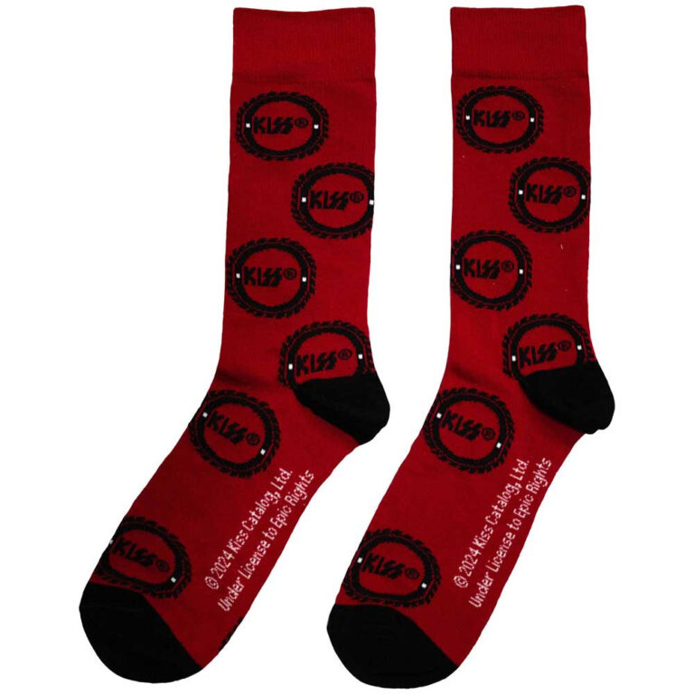 KISS Buzzsaw Logo Pattern (Red) (UK Size 6 – 11) Socks