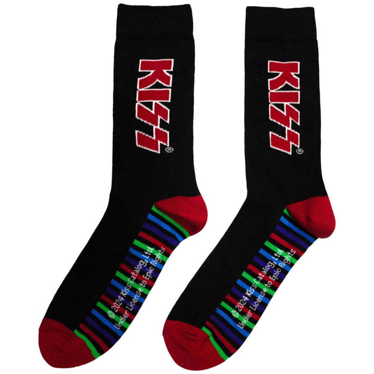KISS Red Logo & Stripes (Black) (UK Size 6 – 11) Socks