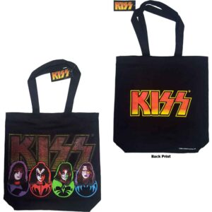 KISS Faces & Logo Multicolour Back Print Tote Bag
