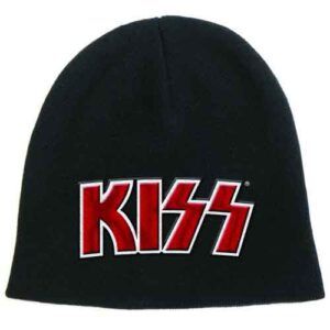 KISS Unisex Red on White Logo Black Beanie Hat
