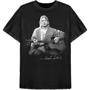 Kurt Cobain Guitar Live Photo Black T-Shirt