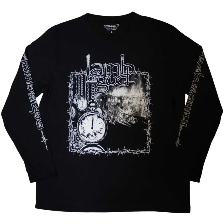 Lamb Of God Barbed Wire (Black) (Sleeve Print) Long Sleeve T-Shirt