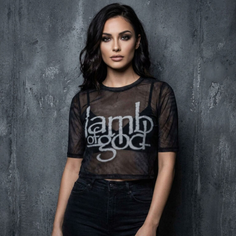 Lamb Of God Ladies Mesh Crop Top: Logo Black T-Shirt